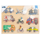 Small Foot - houten noppenpuzzel stadsvoertuigen 9st.
