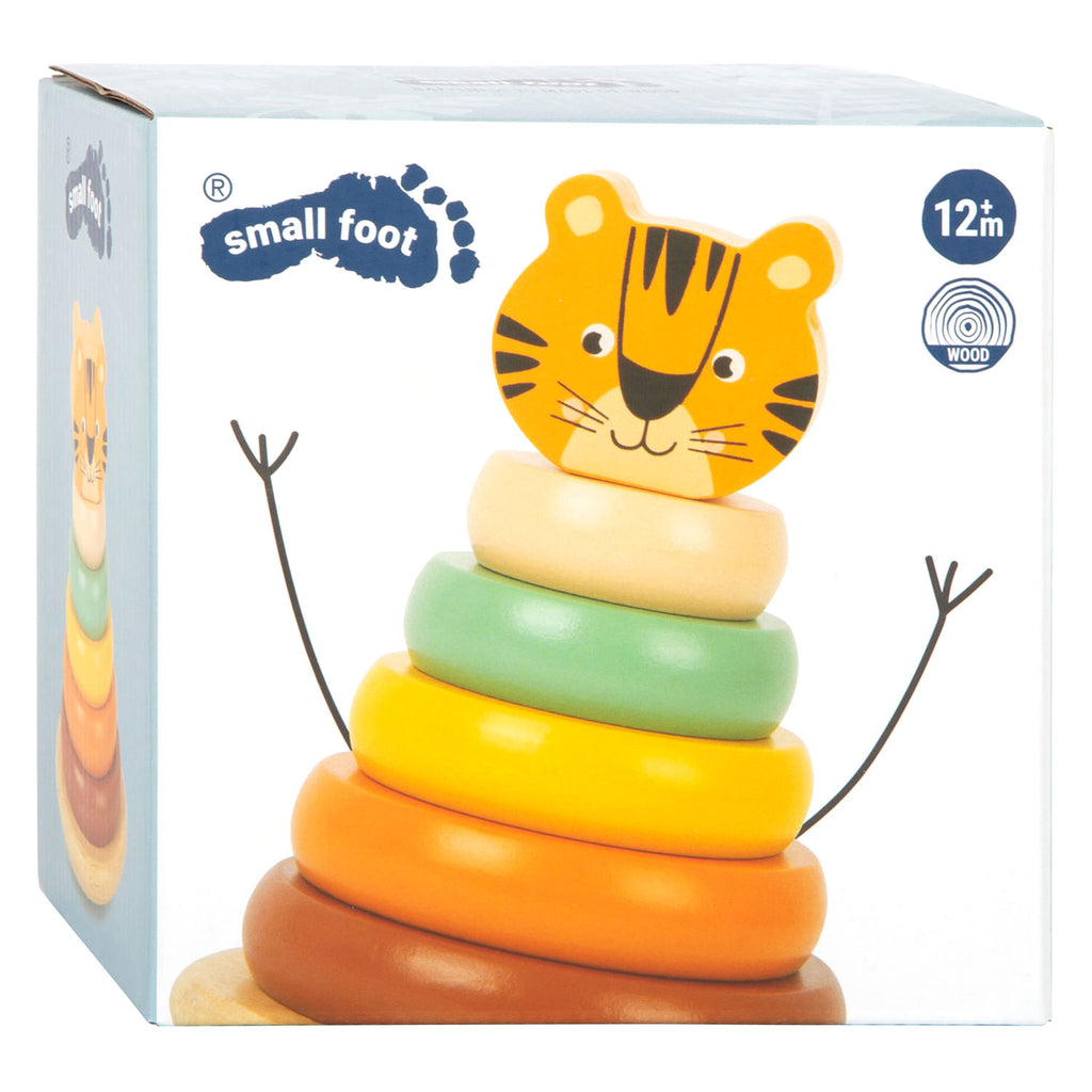 Small foot - houten stapeltoren safari tijger, 7dlg.