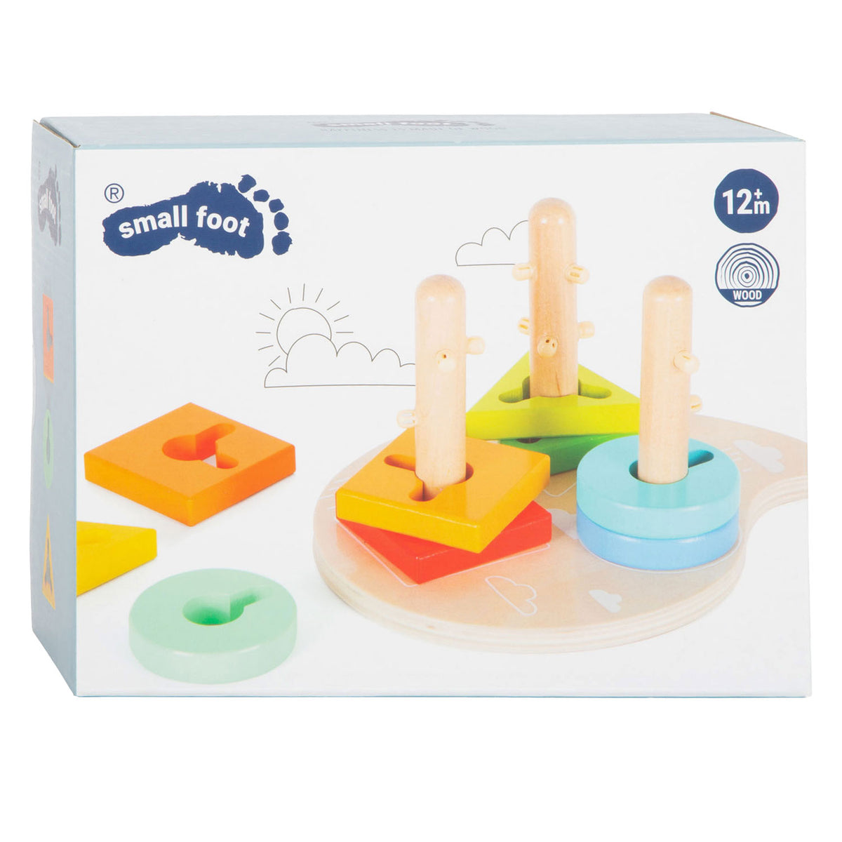 Small foot - houten vormen en sorterten motoriek stapelspeelgoed, 10dlg.