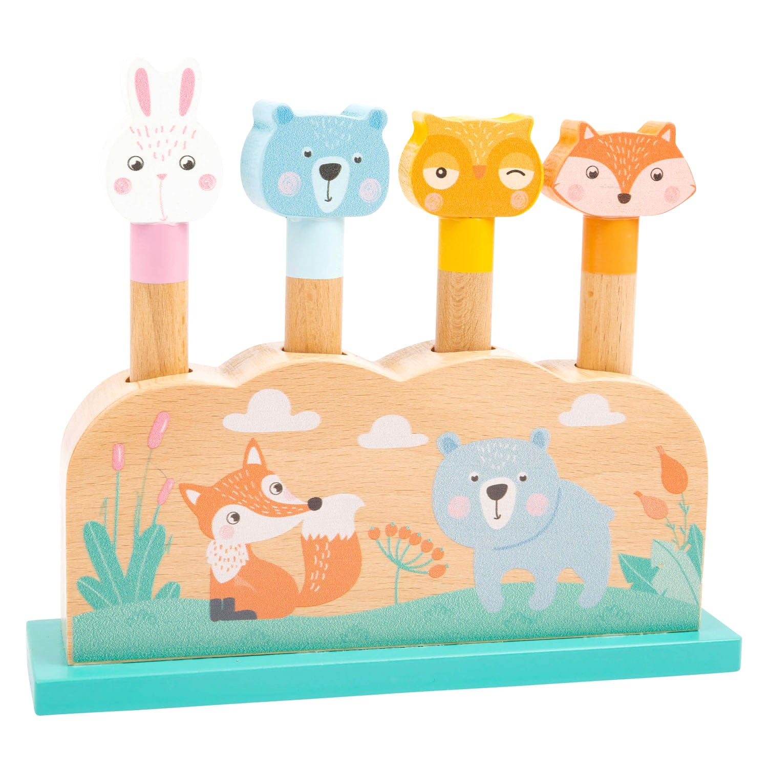 Small foot - houten motoriek vorm insteekspel bosdieren, 5dlg.