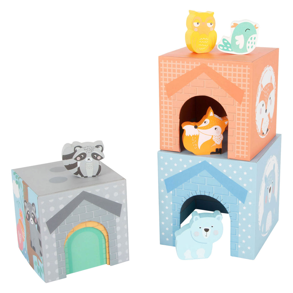 Small Foot - stapeltoren met bosdieren pastel 10dlg.