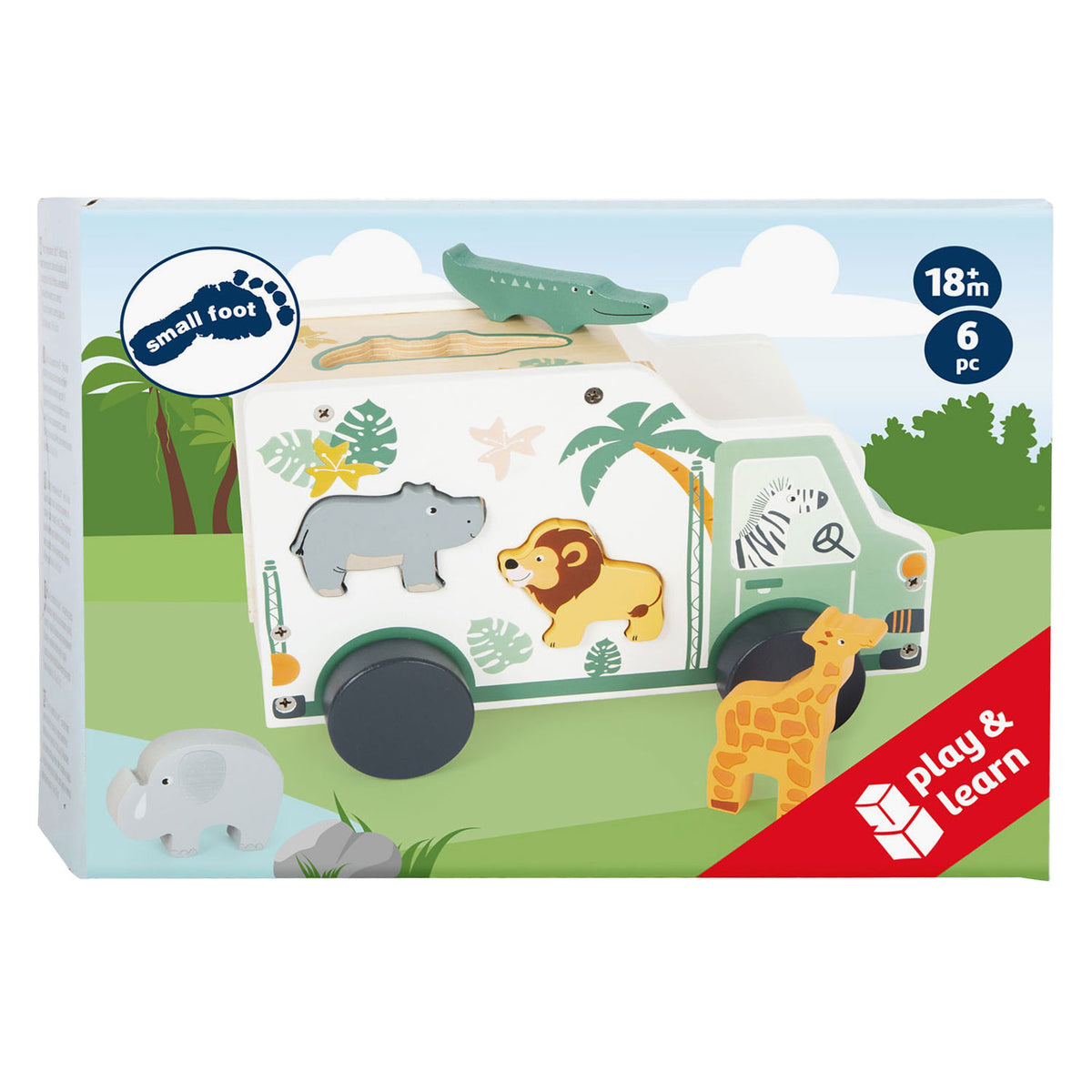 Small Foot - houten vormenstoof jeep safari 6dlg.