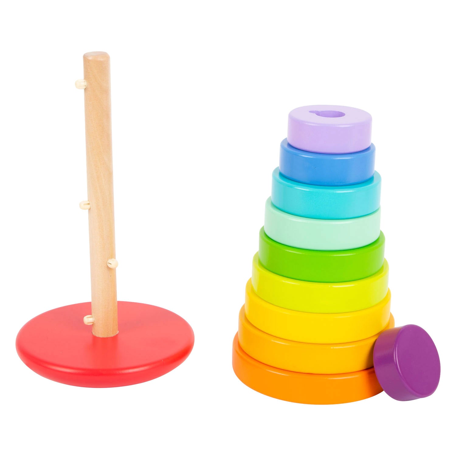 Small foot - houten stapeltoren regenboog, 11dlg.