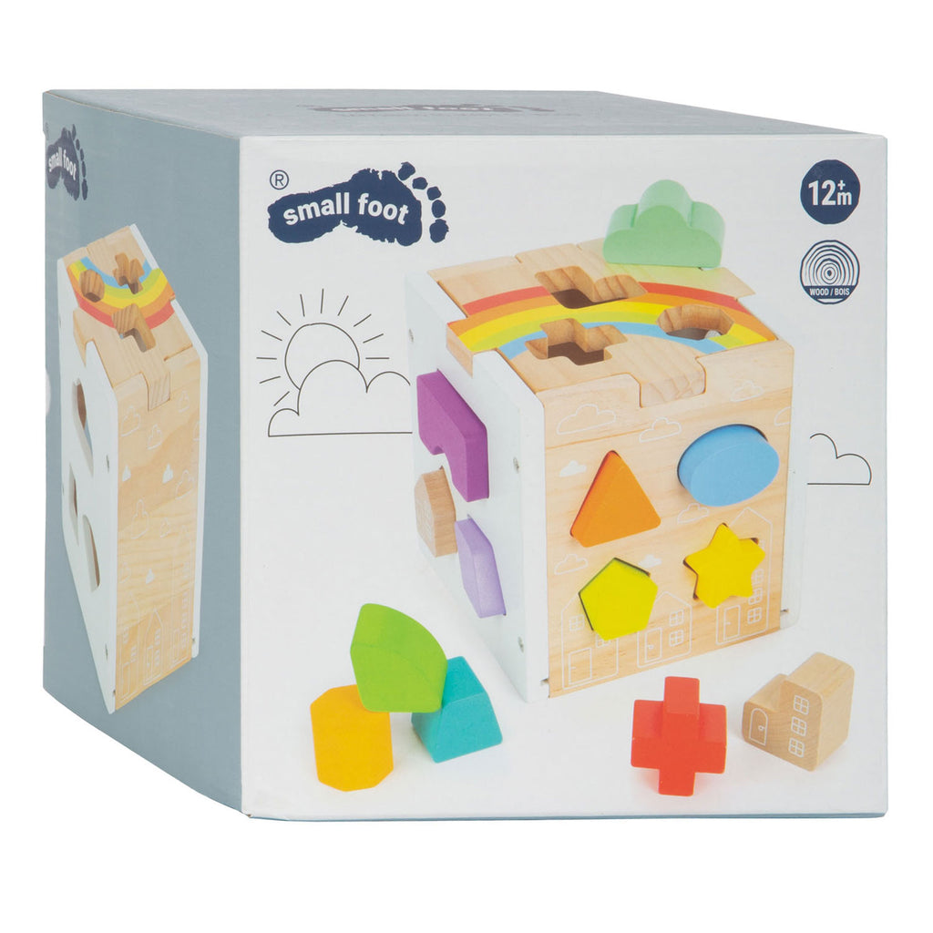 Small Foot - houten vormenstoof kubus regenboog