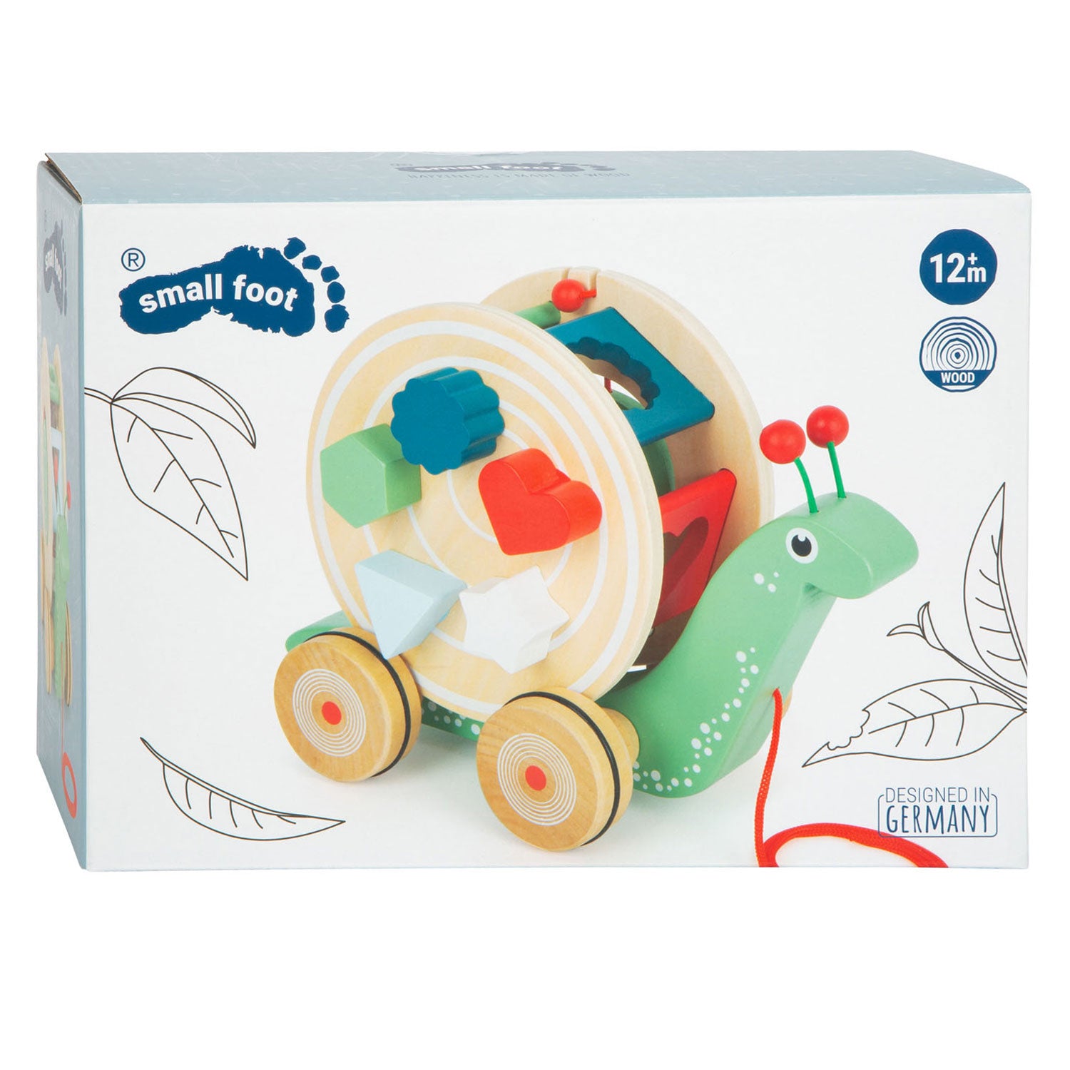 Small Foot - houten trekfiguur vormenstoof slak 6dlg.