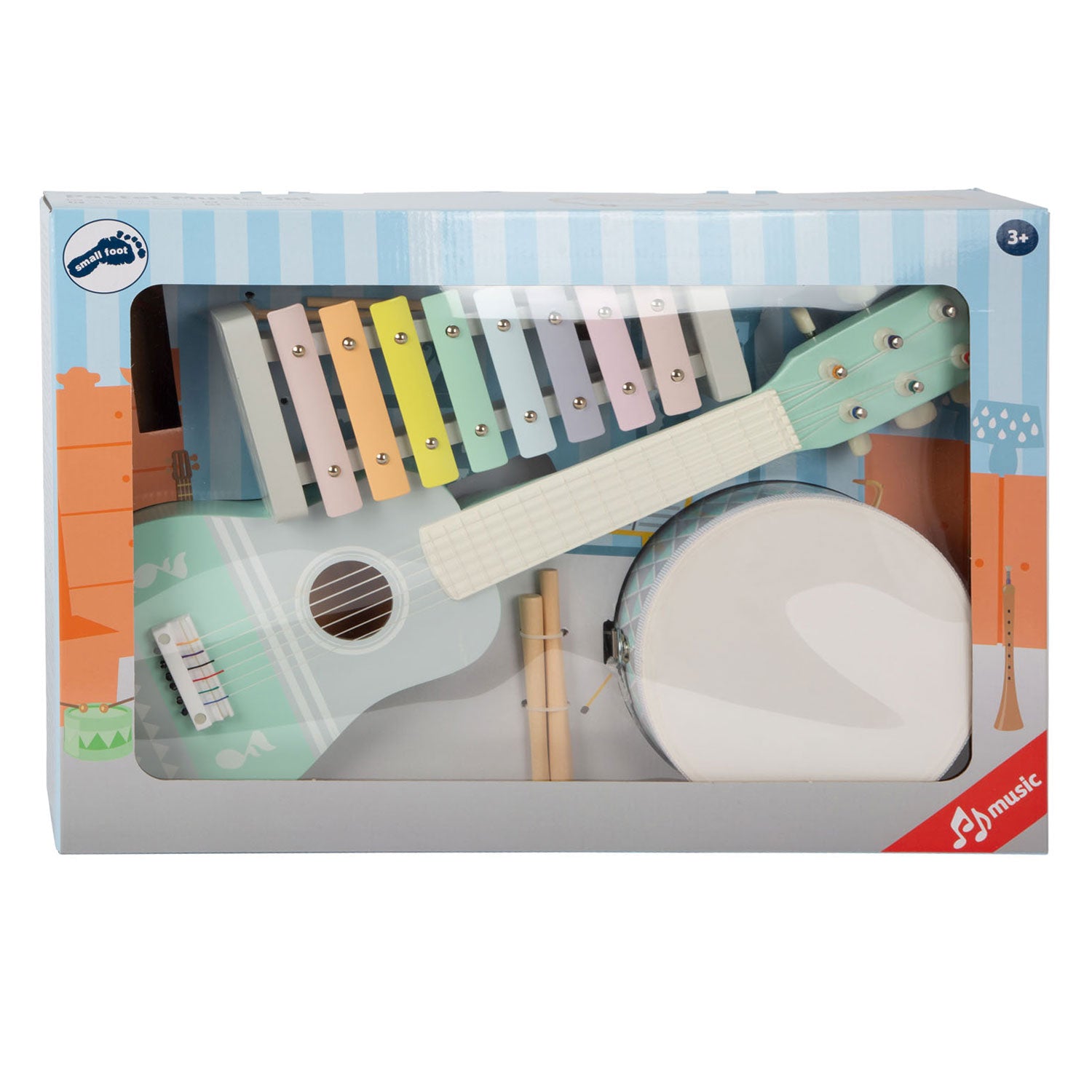 Small Foot - houten muziekinstumentenset pastel 7dlg