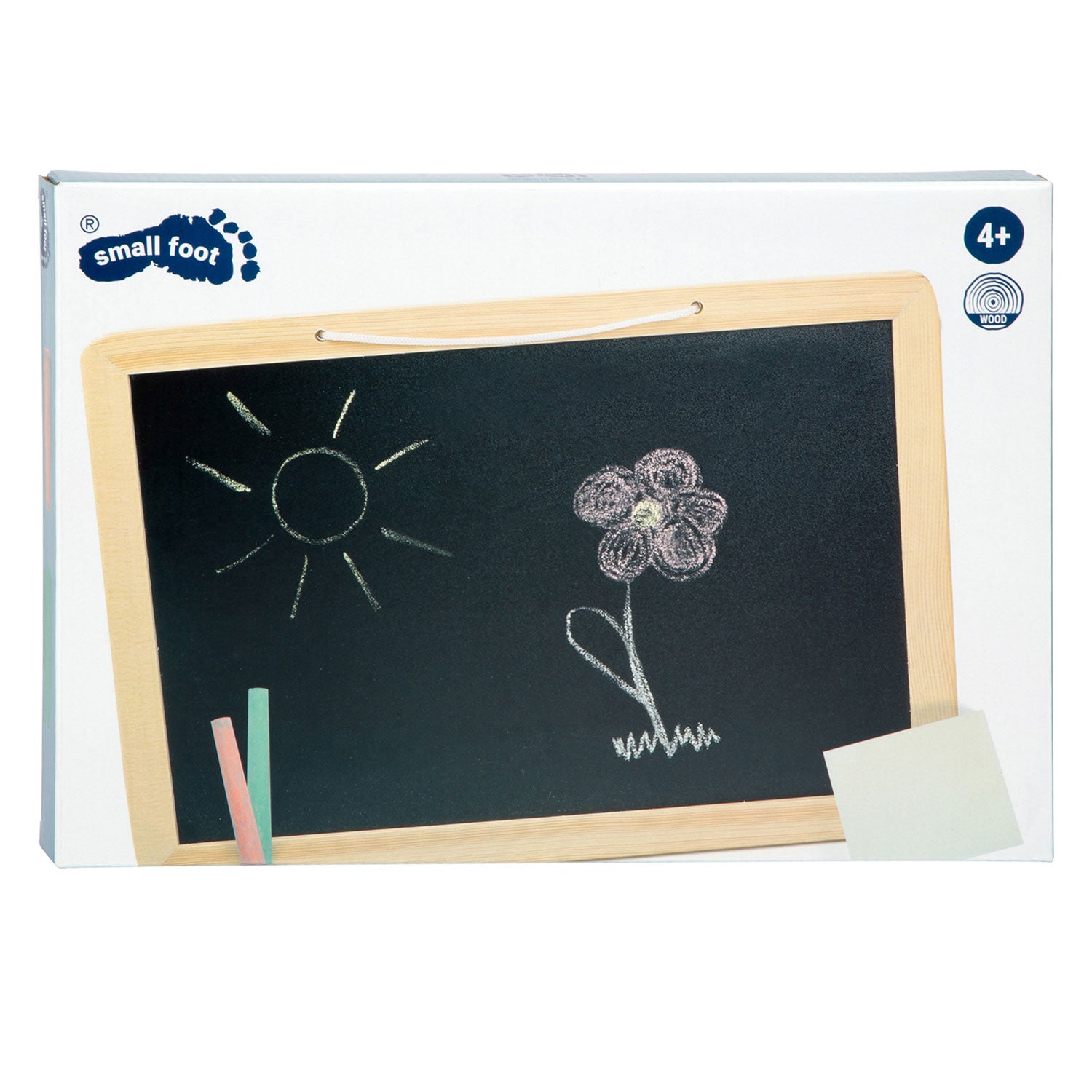 Small Foot - houten krijtbord met gekleurde krijtjes 7dlg.