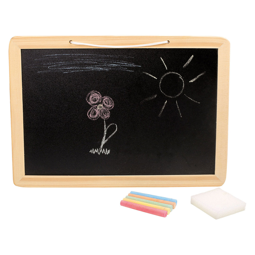 Small Foot - houten krijtbord met gekleurde krijtjes 7dlg.