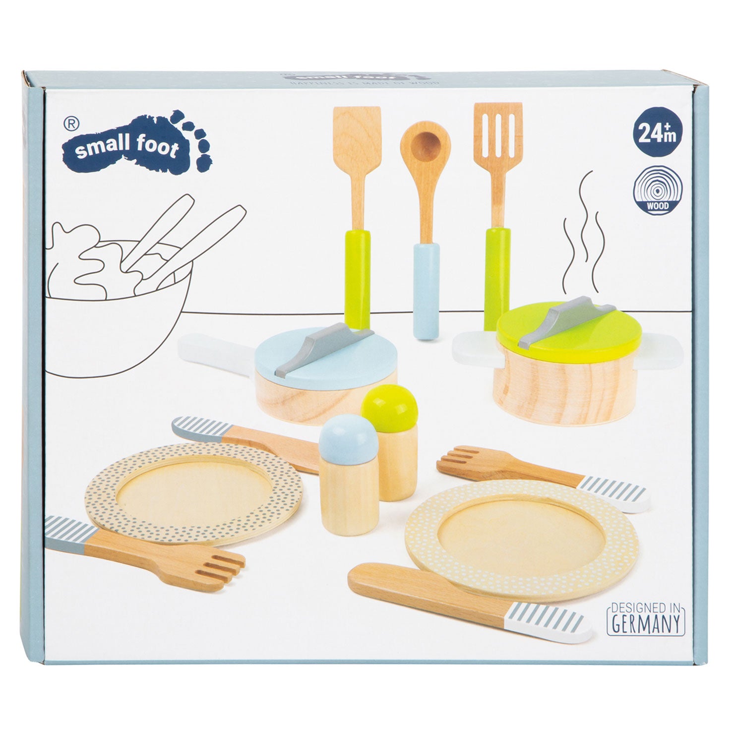 Small Foot - houten kookgerij en servies set 15dlg.