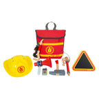 Small foot - brandweerman rugzak met houten brandweer attributen, 8dlg.