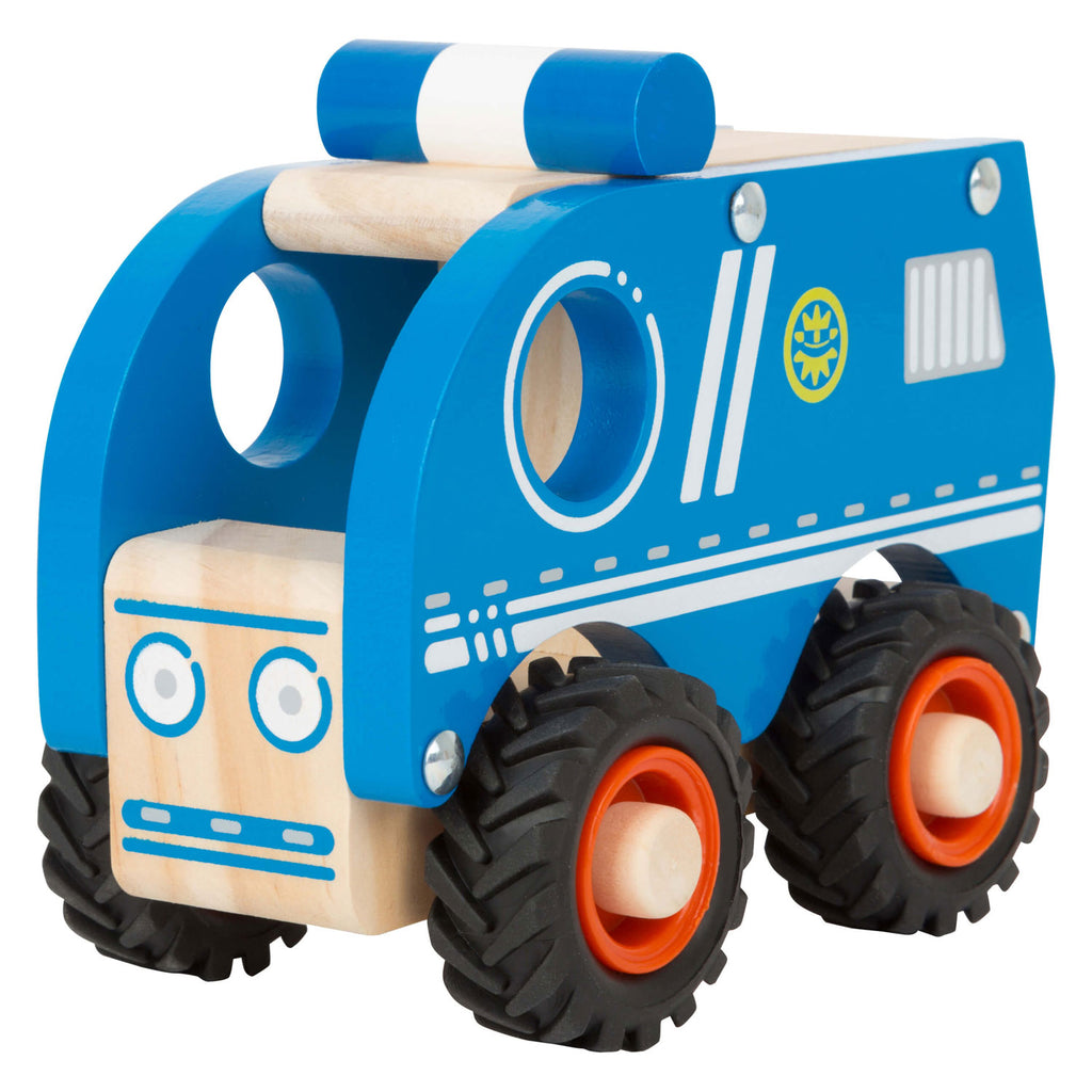 Small foot - houten politieauto blauw