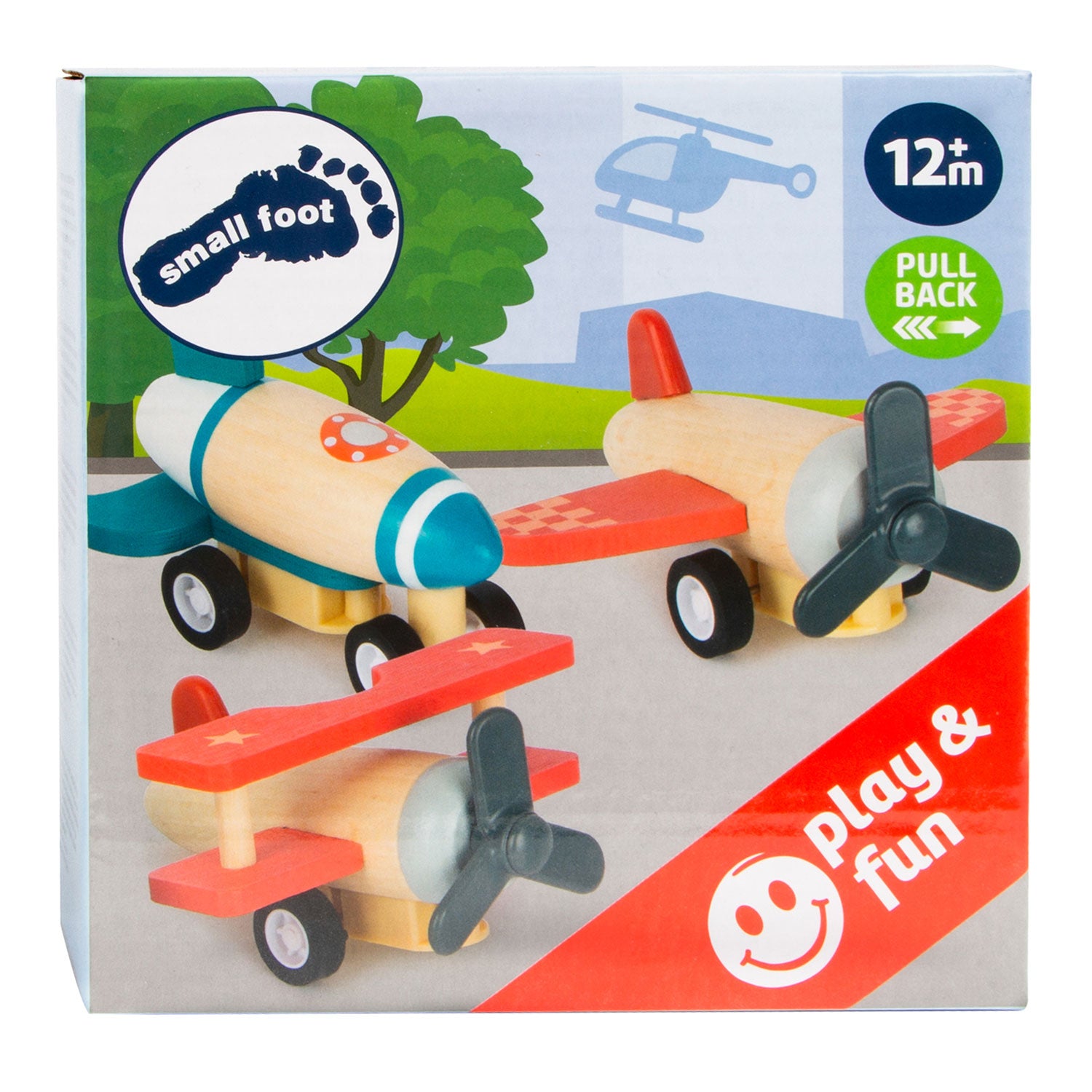 Small Foot - houten pull-back vliegtuigen set van 3