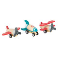 Small foot - houten pull-back vliegtuigen, set van 3