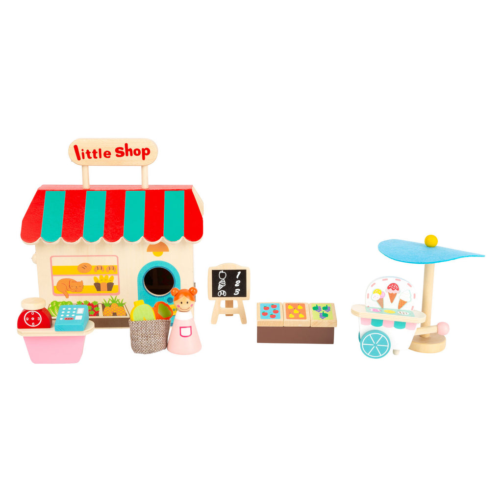 Small Foot - houten meeneem speelwinkel poppenhuis 15dlg.