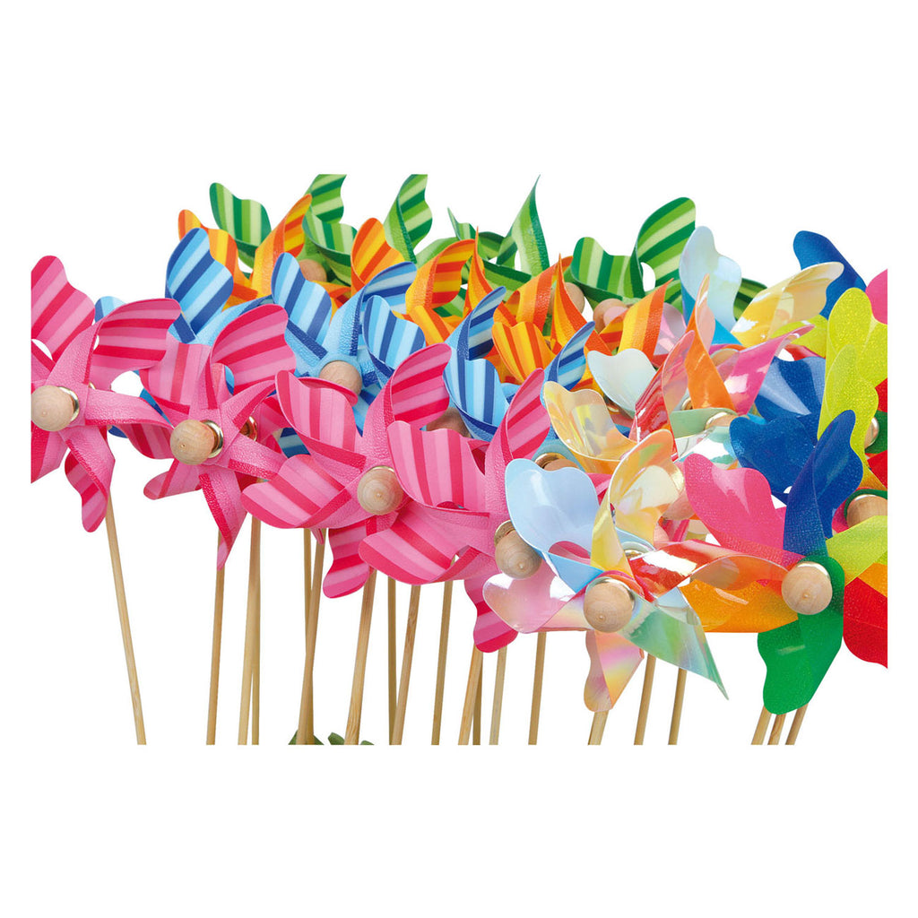 Small Foot - windmolen met houten stok 28cm 24 stuks