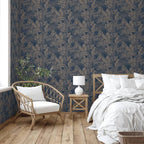 Dutch wallcoverings behang joelle zilverkleurig en blauw