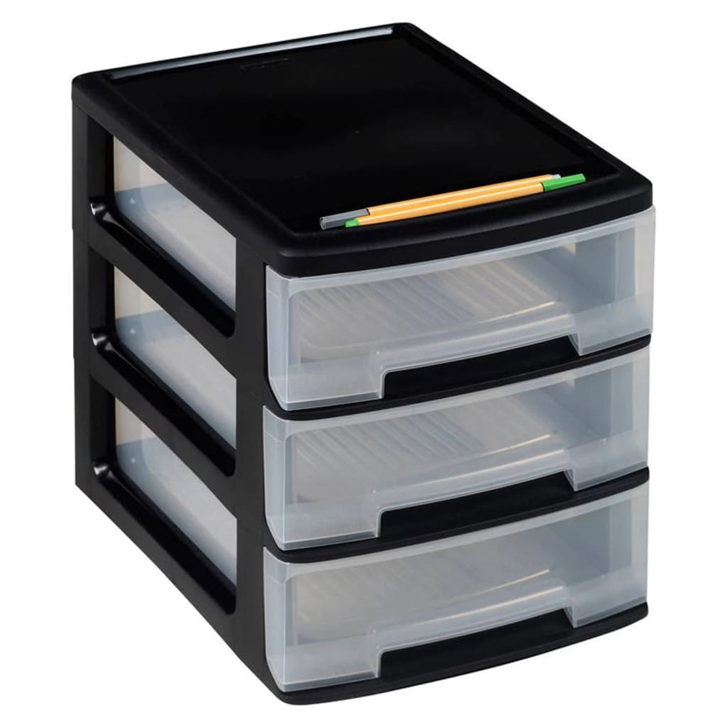 Curver bureauladeblok babel a4 3x5 l zwart en transparant