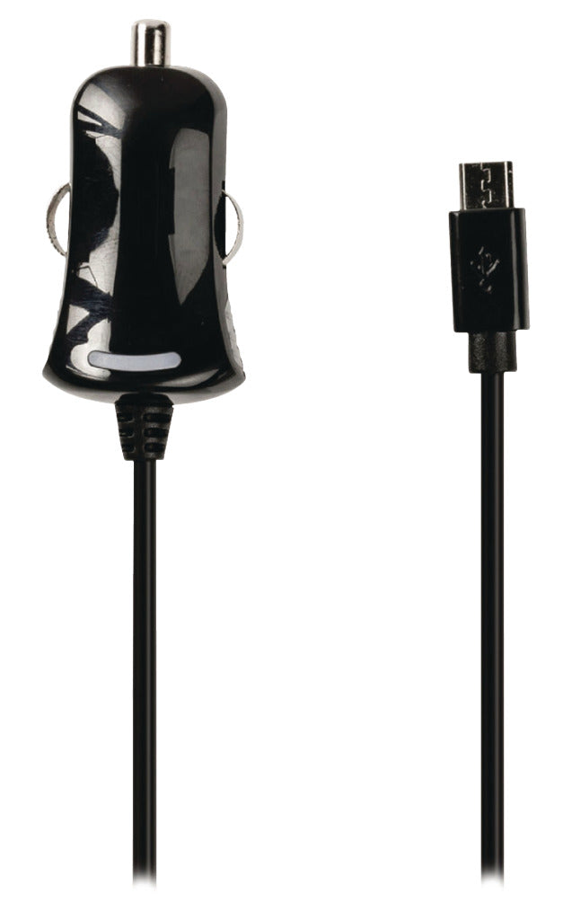 Valueline vlmb60890b10 micro-usb-autolader micro usb male - 12v autoaansluiting 1,00 m zwart 2.1a