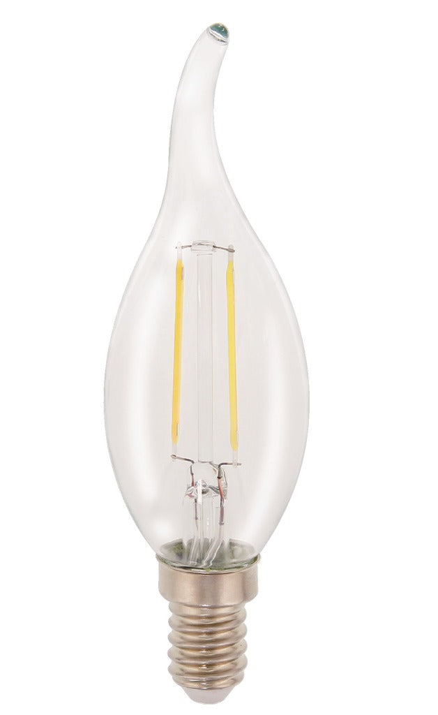 Hq lfe14fltp001 led retro filament lamp e14 gebogen kaars 2 w 210 lm 2700 k