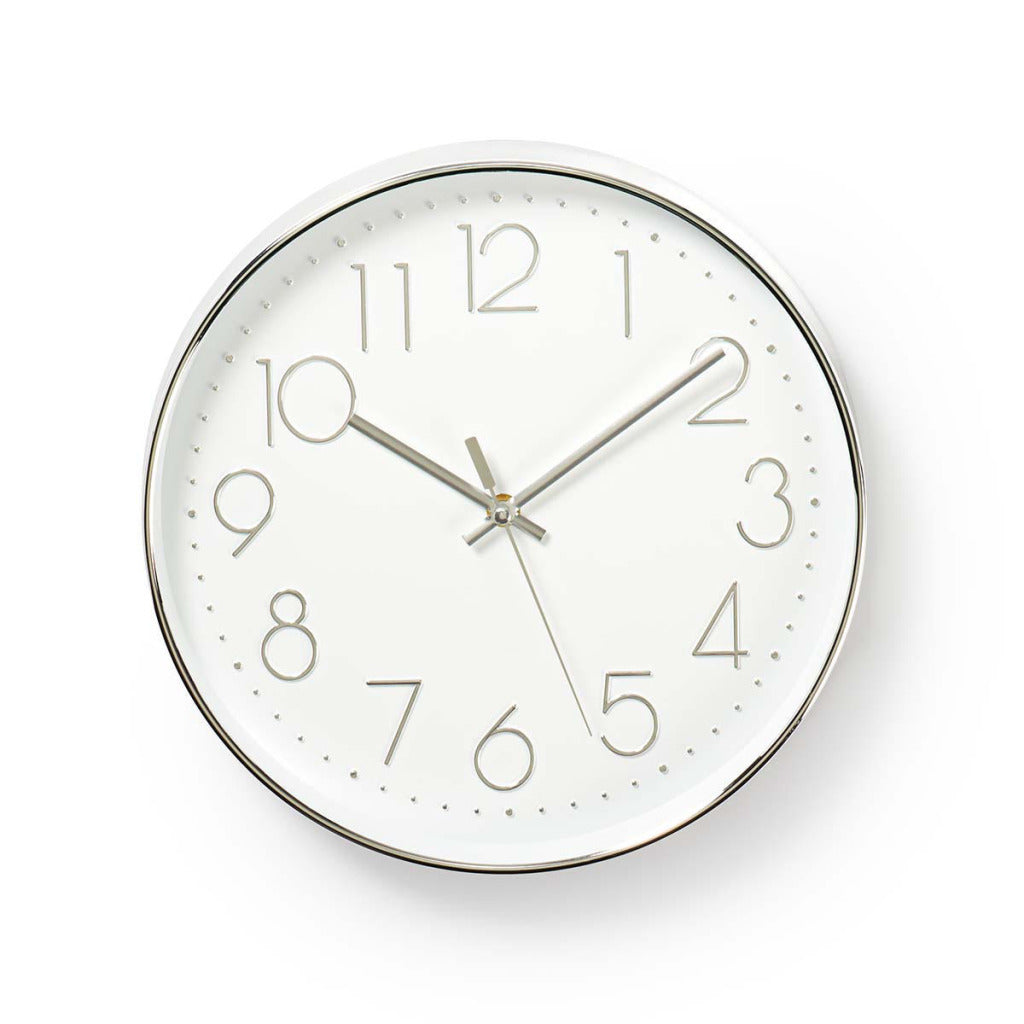 Nedis wandklok | 300 mm | kunststof | wit zilver | 1 stuks - clwa015pc30sr clwa015pc30sr