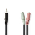 Nedis stereo-audiokabel | 3,5 mm male | 2x 3,5 mm female | 0.2 m | 1 stuks - cagp22150bk02 cagp22150bk02
