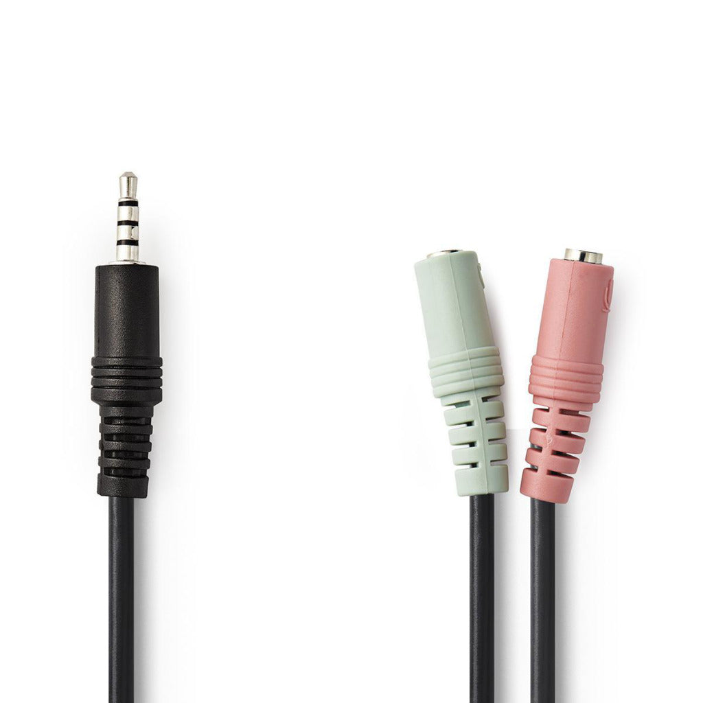 Nedis stereo-audiokabel | 3,5 mm male | 2x 3,5 mm female | 0.2 m | 1 stuks - cagp22150bk02 cagp22150bk02