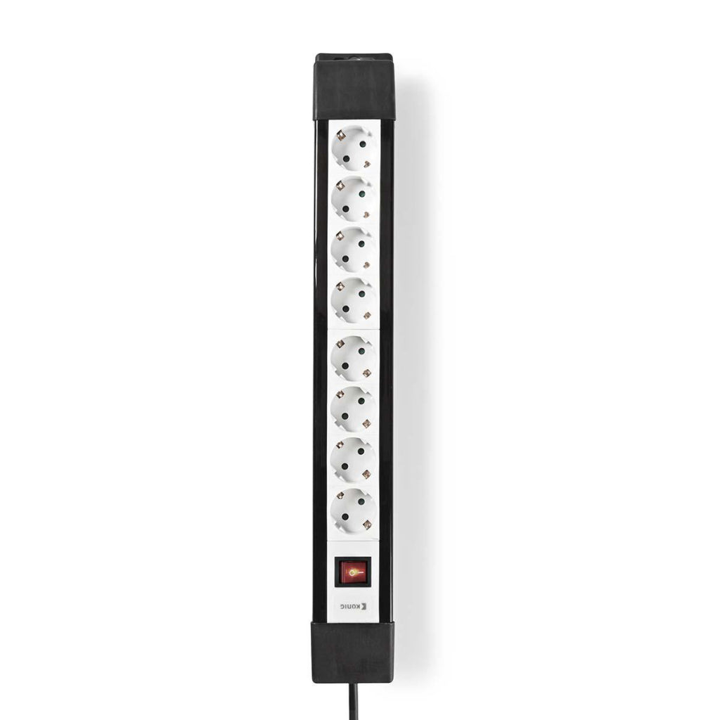 Nedis - Nedis exso830f1pro stekkerdoos beveiligd contact 8-weg 300 m zwart/wit