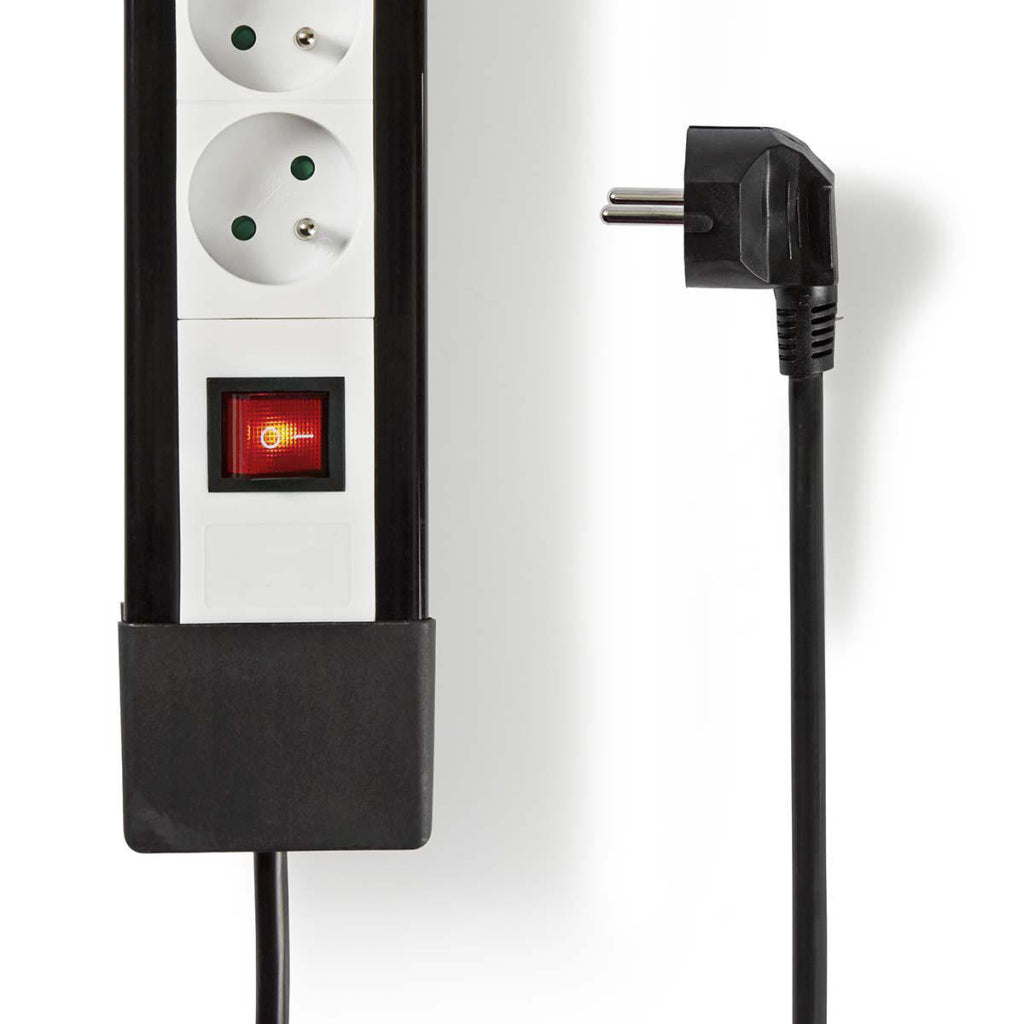 Nedis - Nedis exso830f1pro stekkerdoos beveiligd contact 8-weg 300 m zwart/wit