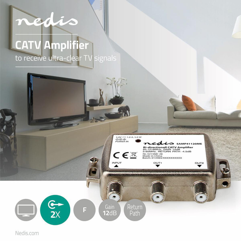 Nedis catv-versterker | 12 db | 85-1218 mhz | zilver | 1 stuks - samp41120me samp41120me