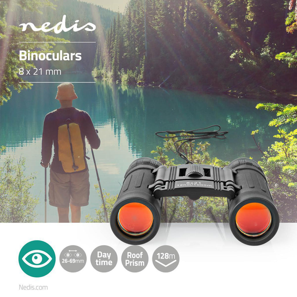 Nedis verrekijker | 8 x | 21 mm | 128 m | inclusief reistas | zwart | 1 stuks - scbi1000bk scbi1000bk