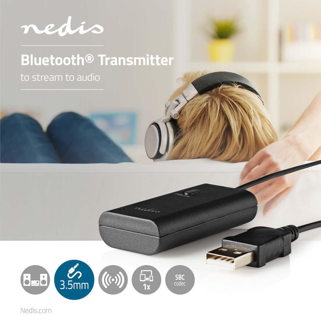 Nedis bluetooth®-zender | 1x aux 1x usb | sbc | zwart | 1 stuks - bttr050bk bttr050bk