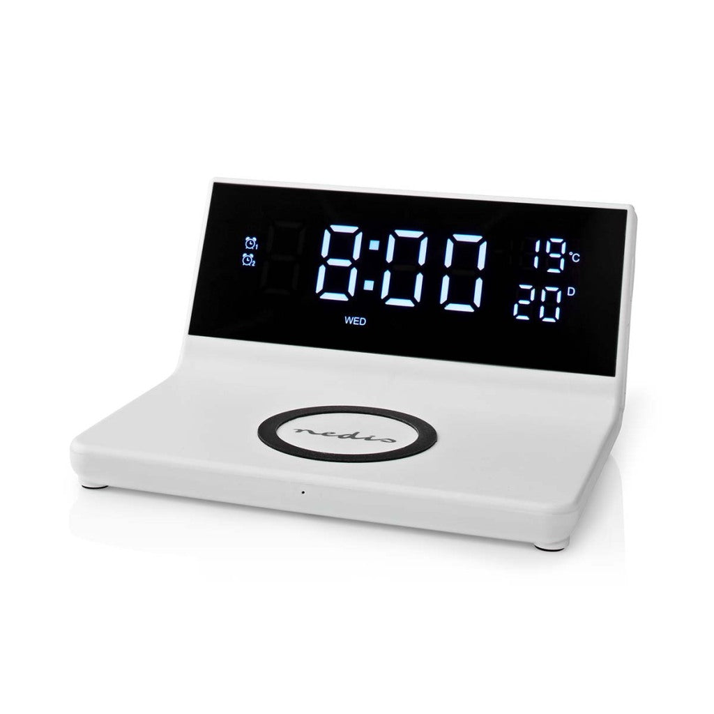 Nedis wekker met draadloze lader | 1 stuks - wcacq20wt wcacq20wt