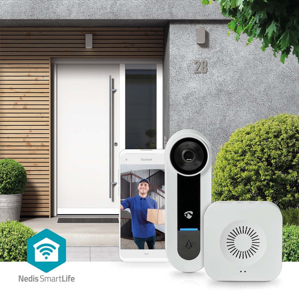 Nedis smartlife videodeurbel | wi-fi | netvoeding | 1536x1536 | cloud opslag (optioneel) microsd (niet inbegrepen) onvif | ip65 | met bewegingssensor | wit - wificdp40cwt