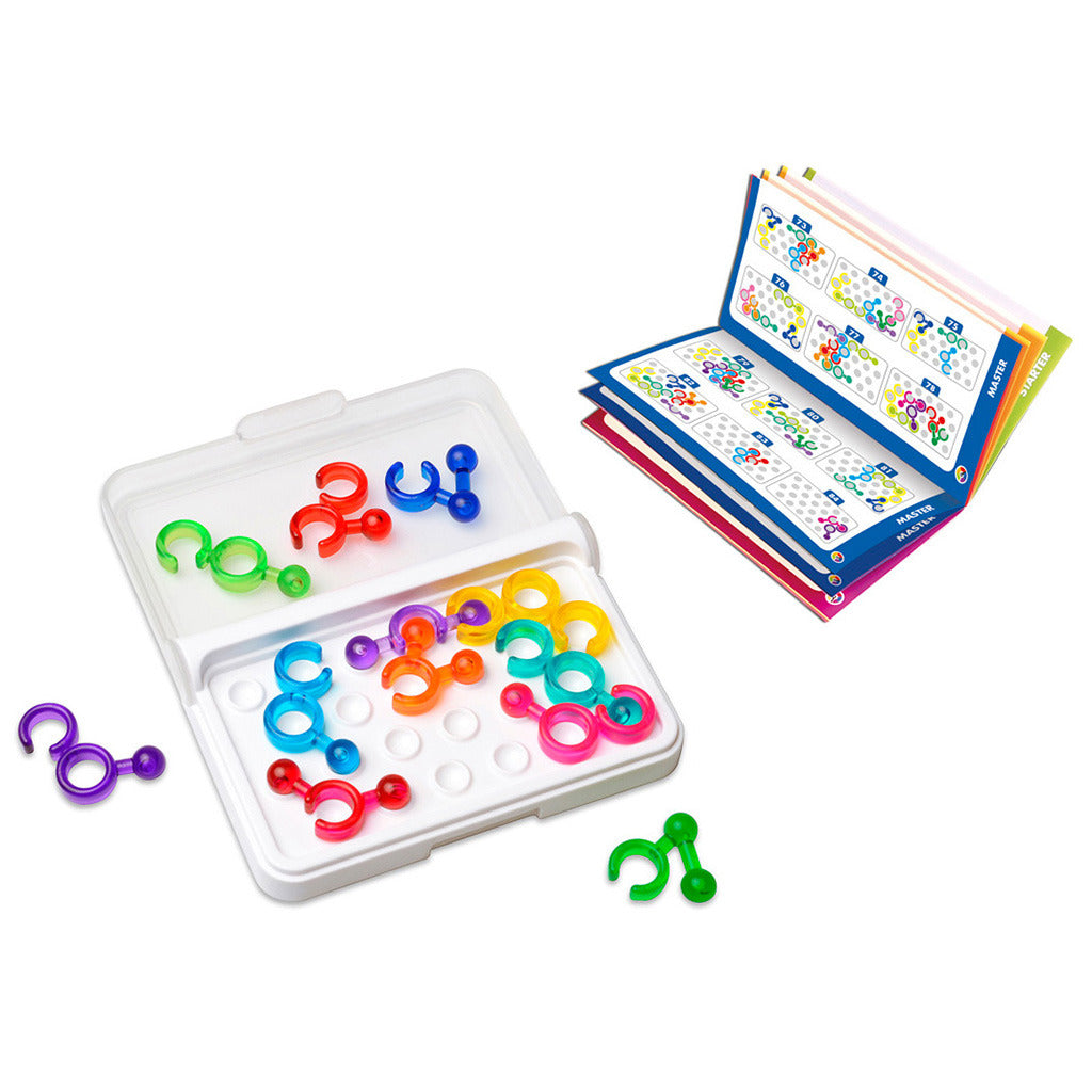 SmartGames - Games iq link - logisch denkspel & reispuzzel - 120 opdrachten met ringsysteem - educatief solospel voor kinderen en volwassenen - vanaf 8 jaar