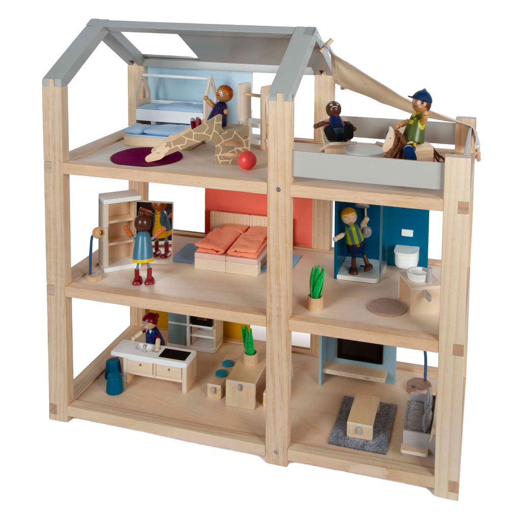 Small foot - houten poppenhuis met meubels