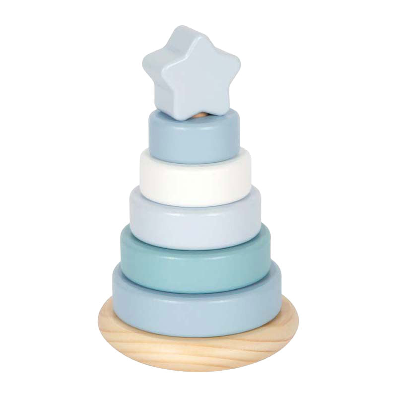 Small foot - houten stapeltoren blauw - 7dlg.