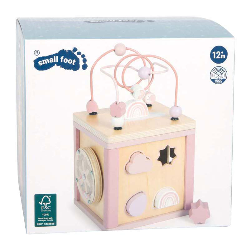 Small Foot - houten motor vaardigheden kubus roze