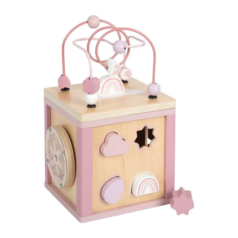Small Foot - houten motor vaardigheden kubus roze