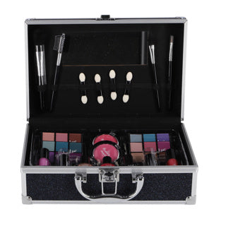 Casuelle - Casuelle aluminium make-up koffer donkerblauw/glitter