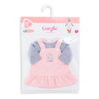 Corolle - poppenjurk met shirt - babypop kleding 36cm roze grijs.