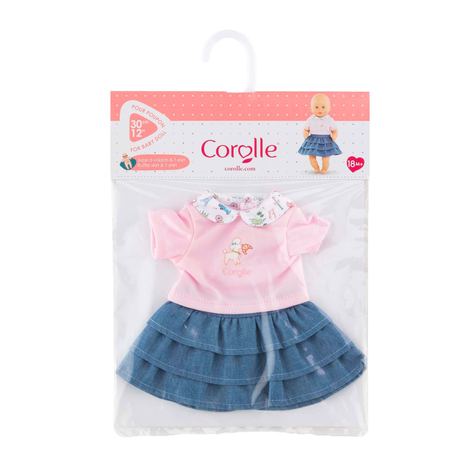 Corolle poppenkleding rok en t-shirt - babypop outfit 30cm.