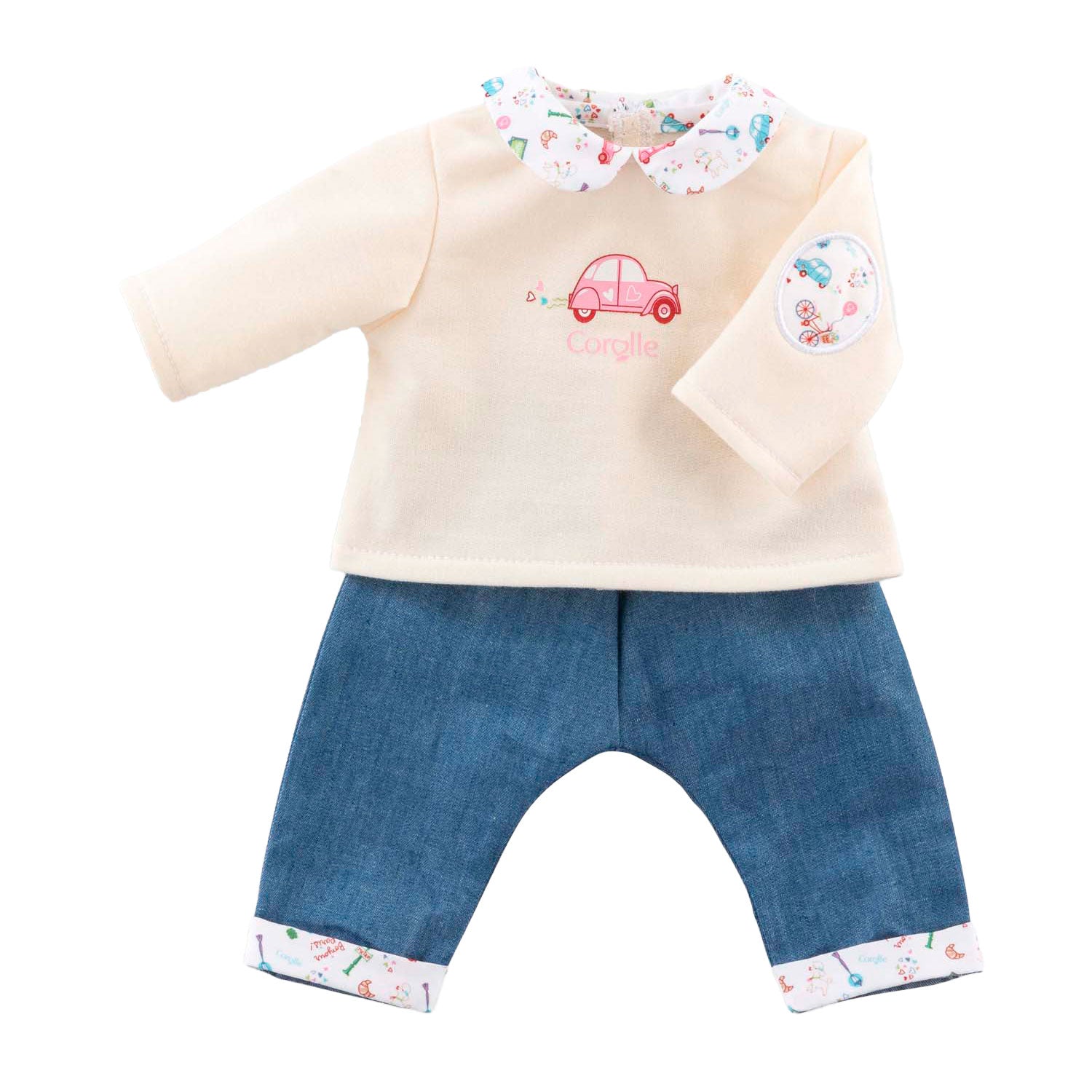 Corolle t-shirt en spijkerbroek voor babypop, 30cm