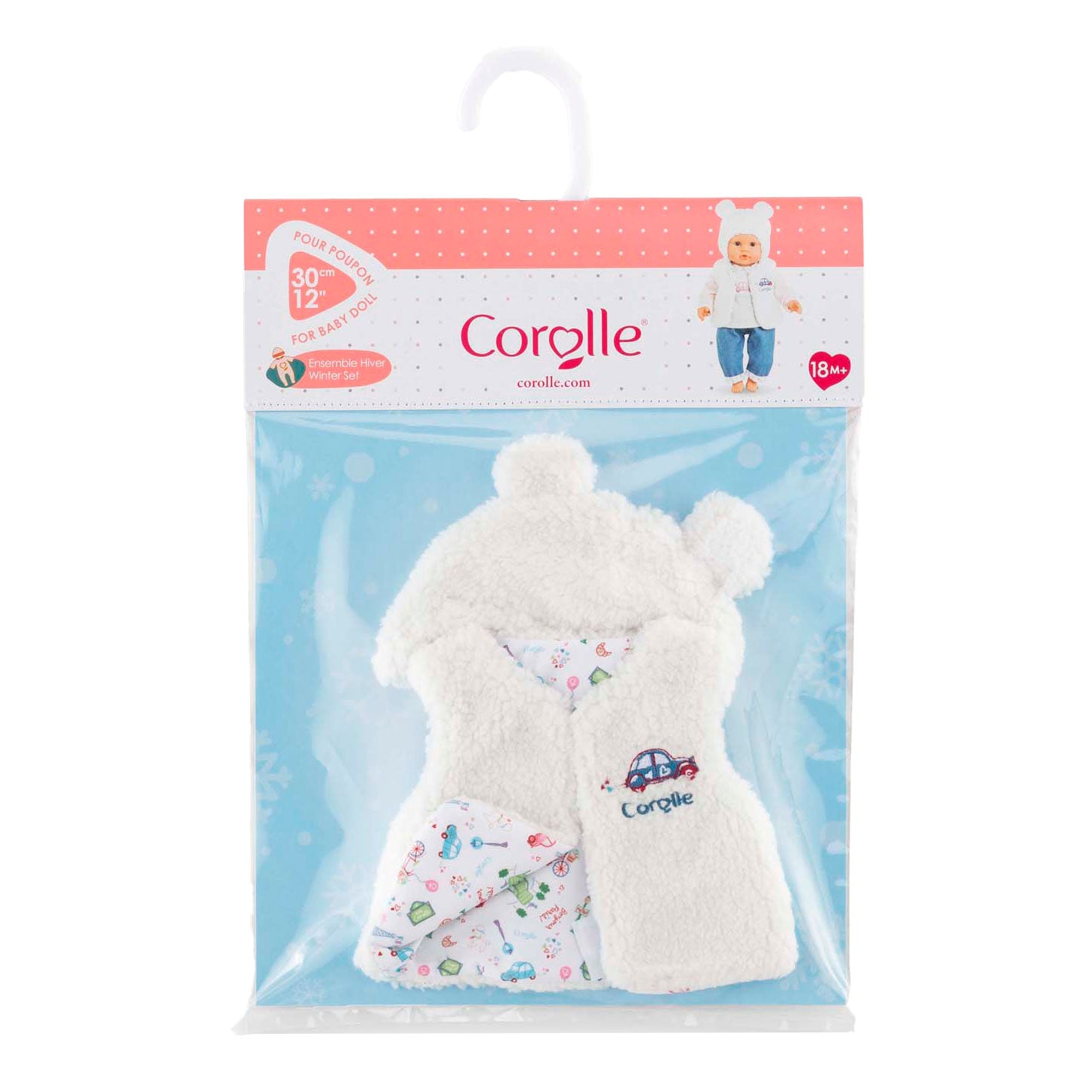 Corolle winterset babypop kleding wit 30cm - poppenoutfit.