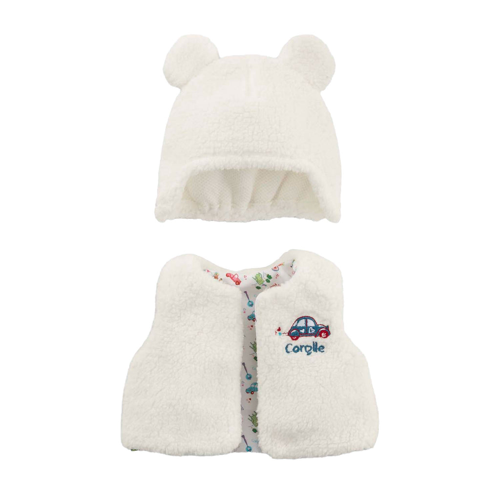 Corolle winterset babypop kleding wit 30cm - poppenoutfit.