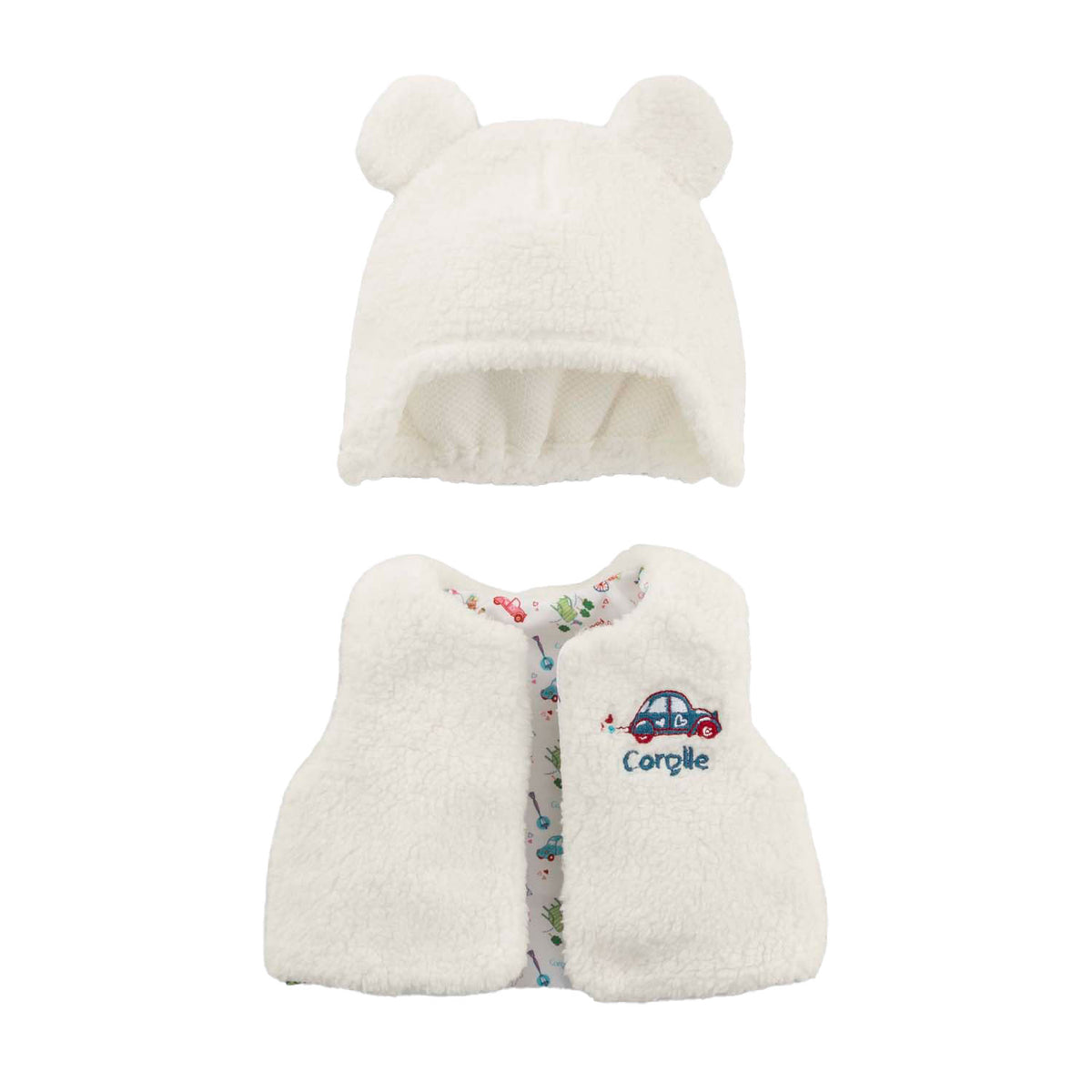Corolle winterset babypop kleding wit 30cm - poppenoutfit.