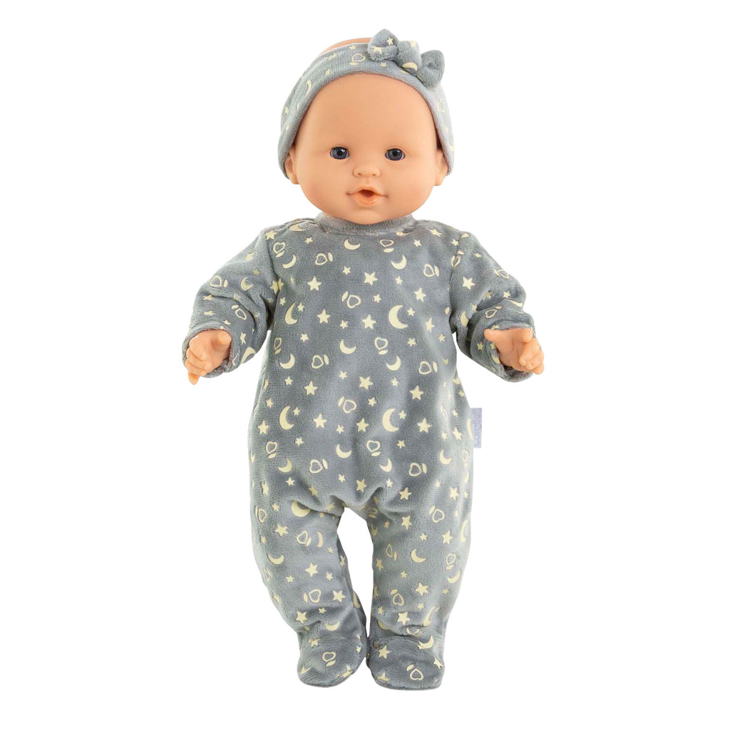 Corolle poppen pyjama glitter in het donker en haarband, 36cm