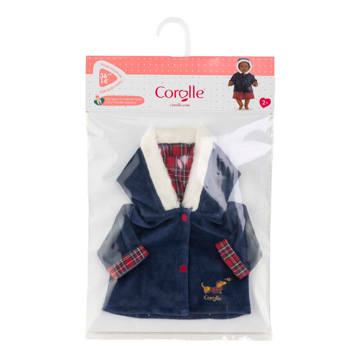 Corolle - babypop winterjas - donkerblauw bontkraag 36cm poppen.