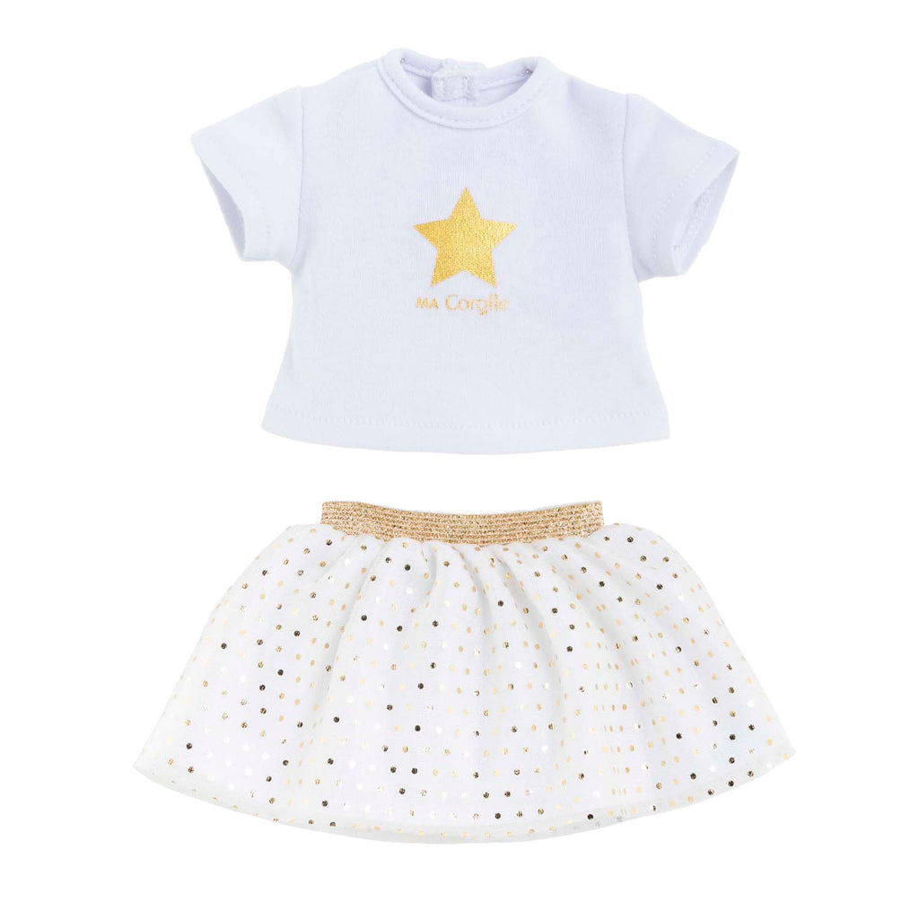 Corolle topje en rok set voor poppen van 36cm - ivoor goud