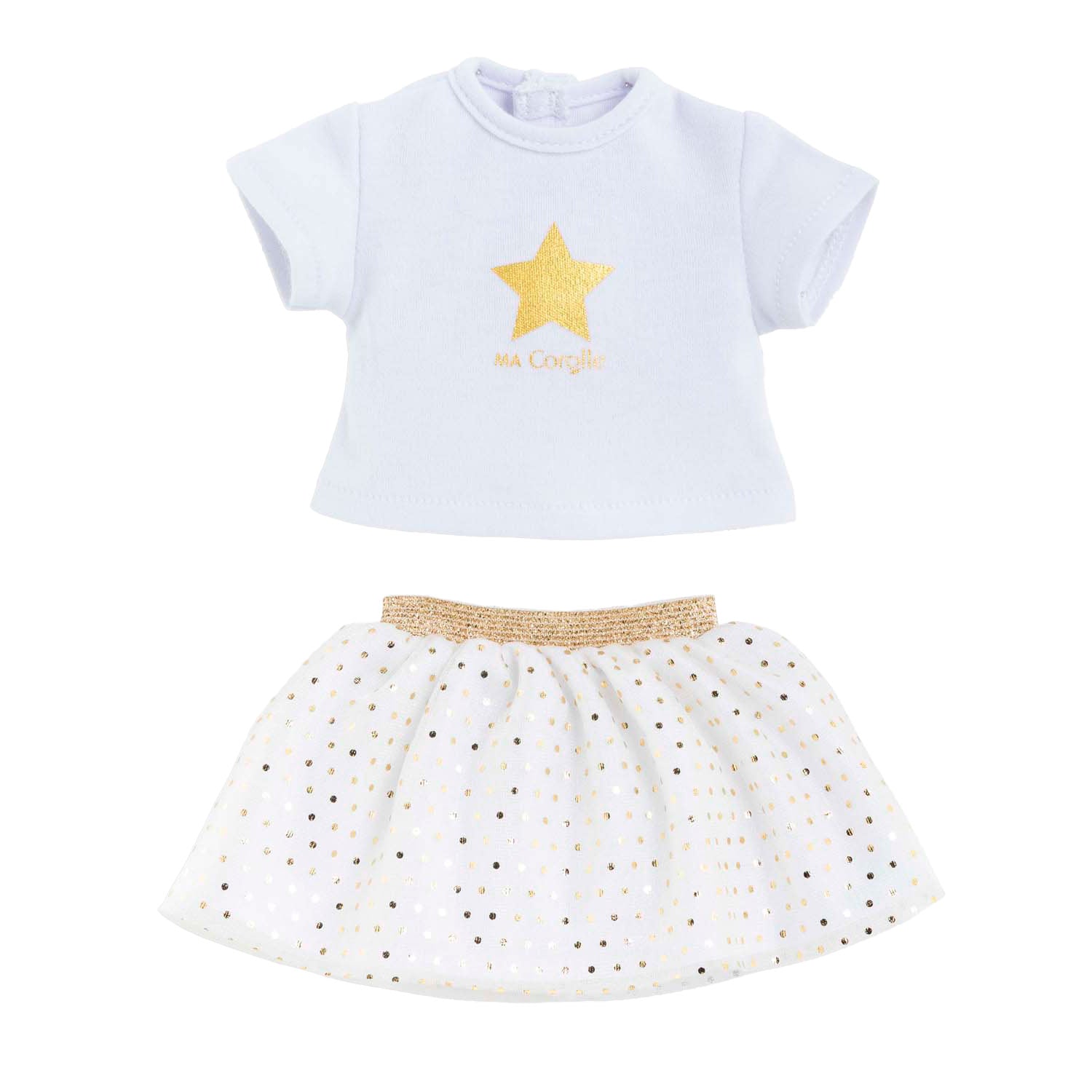 Corolle topje en rok set voor poppen van 36cm - ivoor goud