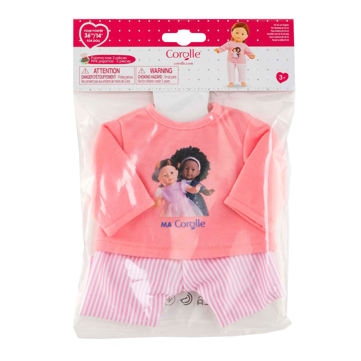 Corolle poppen pyjama roze 36cm - poppenkleding set. m